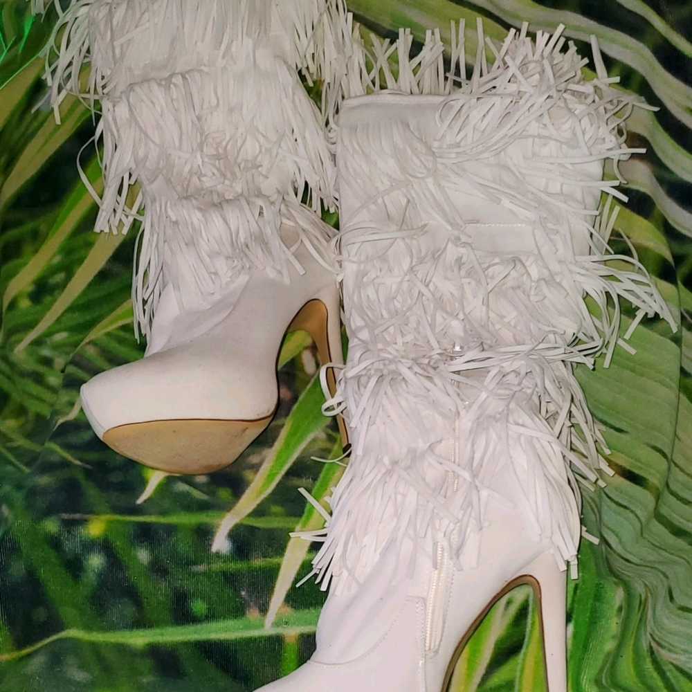 High heeled platform boots